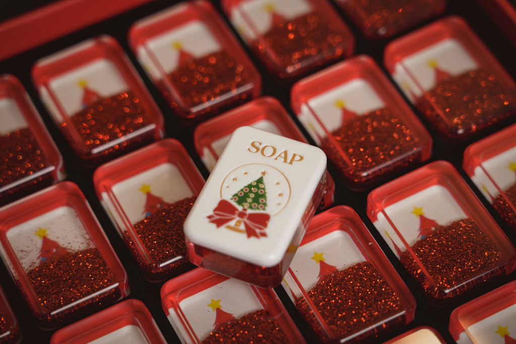 Red Glitter Christmas Mahjong Set | Limited Edition Holiday Collection