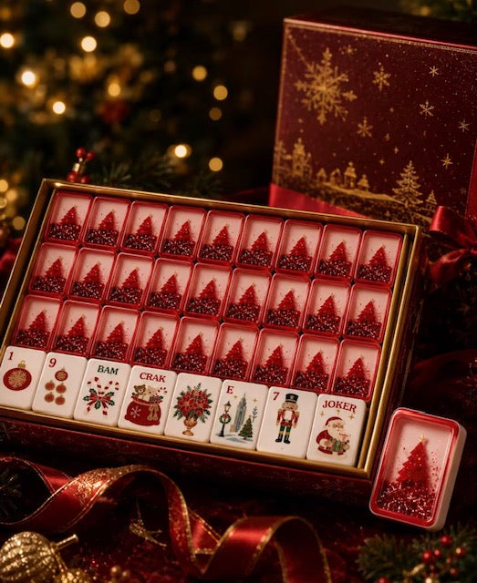 Red Glitter Christmas Mahjong Set | Limited Edition Holiday Collection