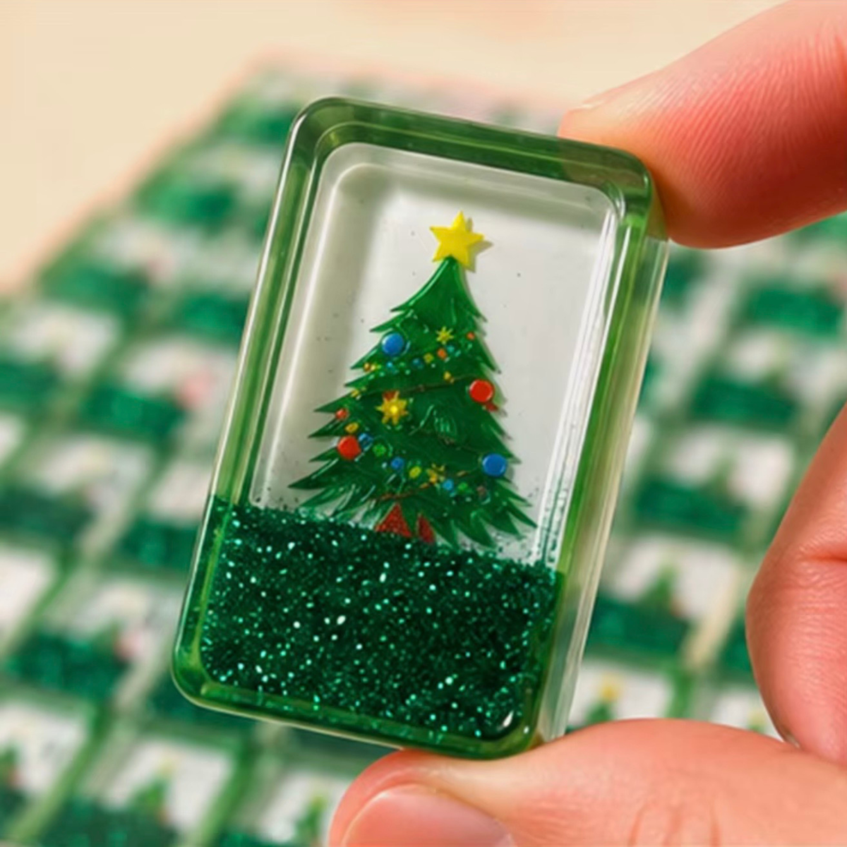 Green Glitter Christmas Mahjong Set | Limited Edition Holiday Collection