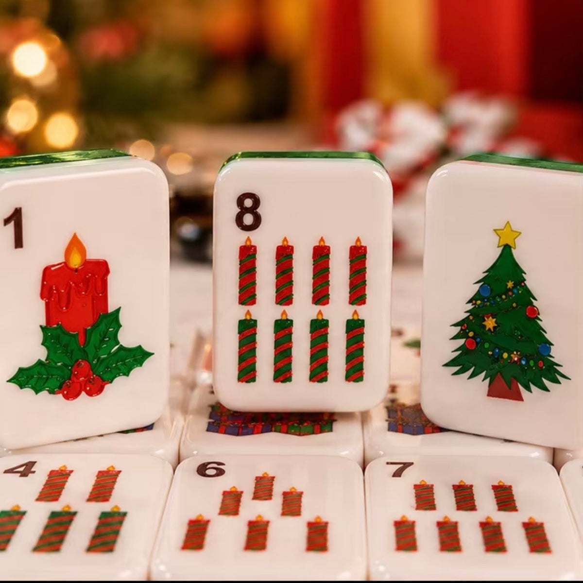 Green Glitter Christmas Mahjong Set | Limited Edition Holiday Collection