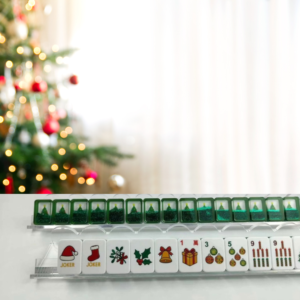 Green Glitter Christmas Mahjong Set | Limited Edition Holiday Collection