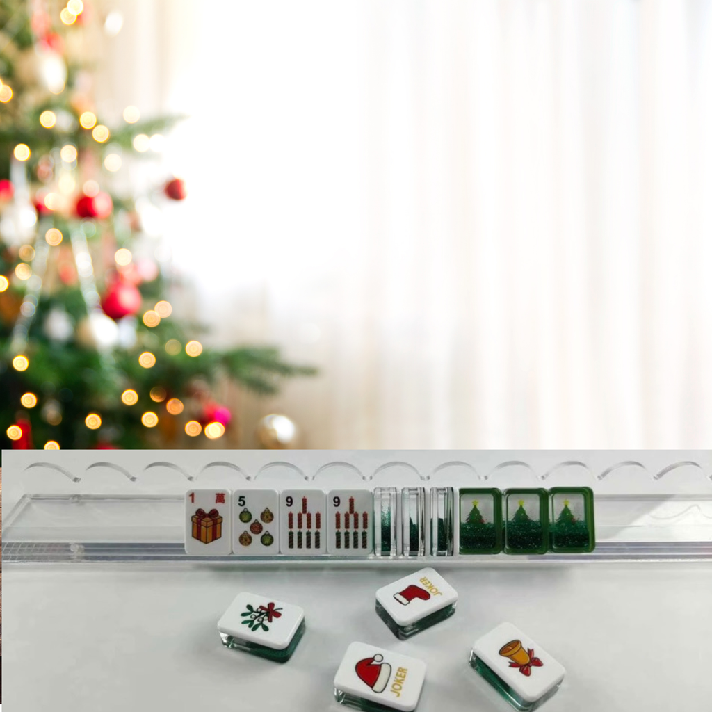 Green Glitter Christmas Mahjong Set | Limited Edition Holiday Collection